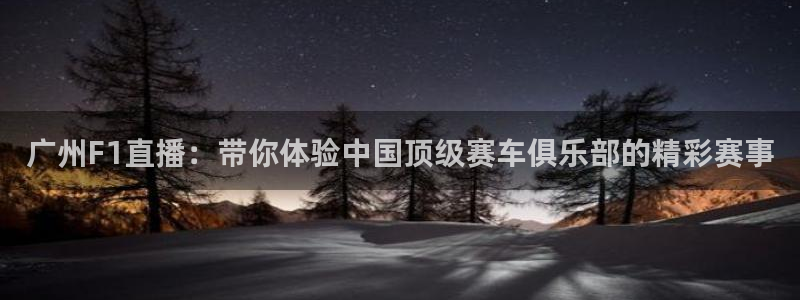 广州F1直播：带你体验中国顶级赛车俱乐部的精彩赛事